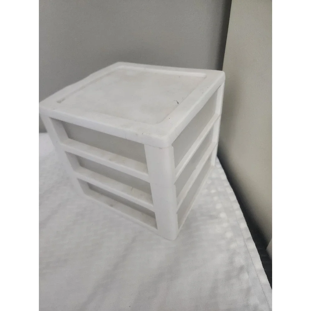 Sterilite 3 Drawer Mini Desktop Organizer White Clear Plastic Storage Unit